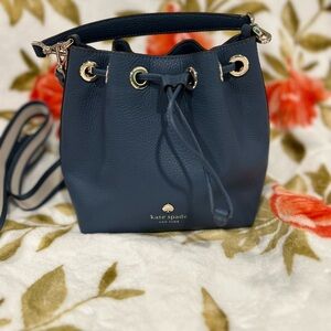 Kate Spade Blue Shoulder Bag with Drawstring Closure